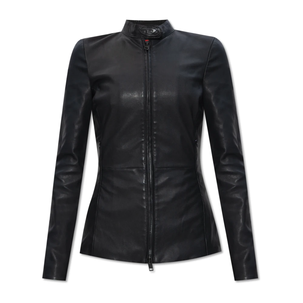 Diesel Stretch-leather jacket Black Dames