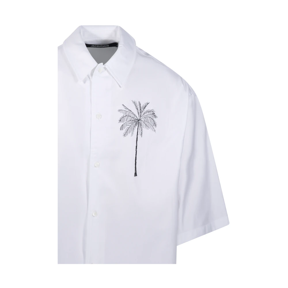 Jacquemus Aloe Shirt met Palmboomprint White Heren