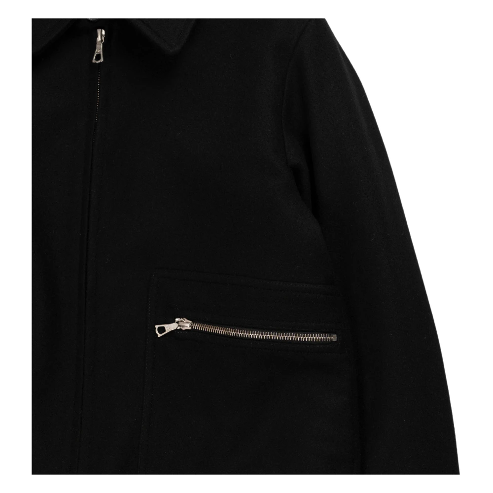 Dries Van Noten Zwarte Blouson Jas met Ritszakken Black Heren