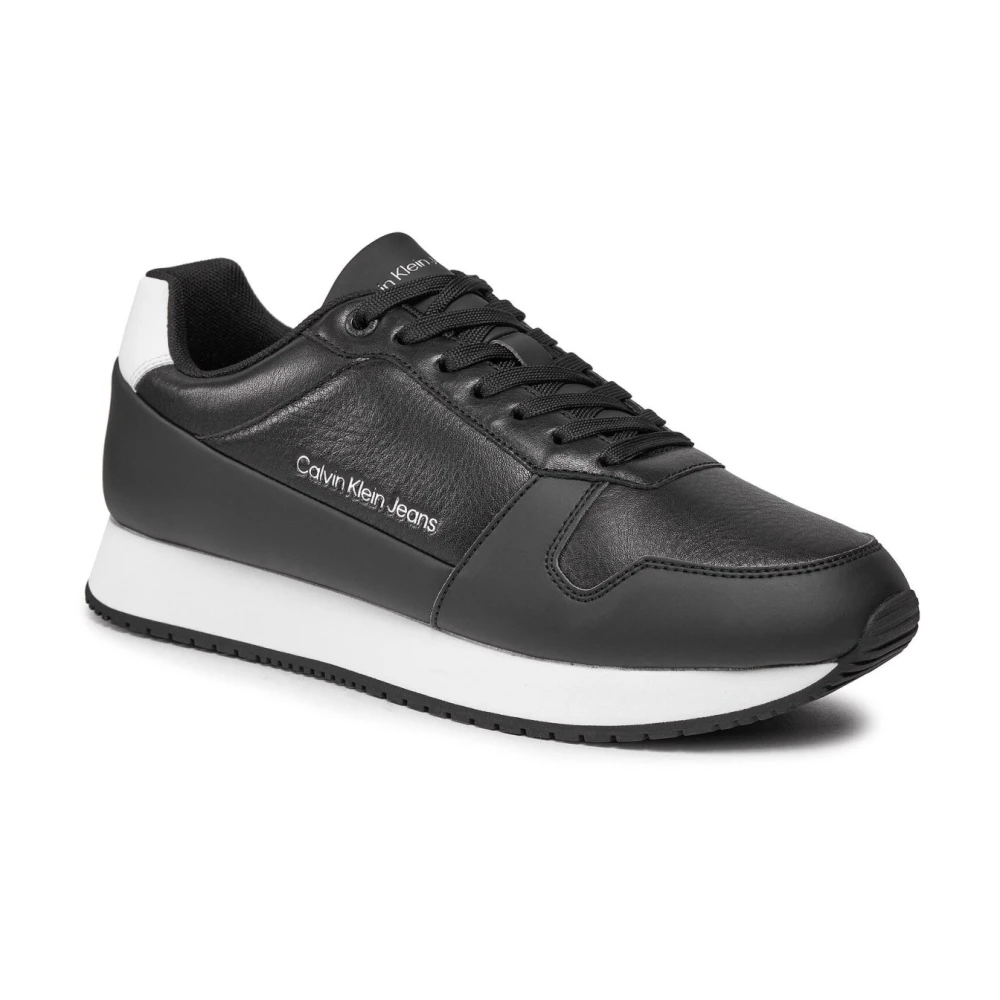 Calvin Klein Gemengde leren sneakers Black Heren