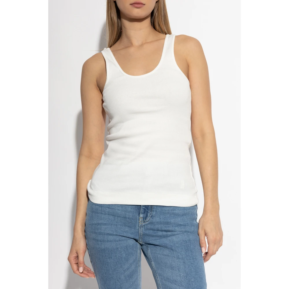 By Malene Birger Geribbelde top Anisa By Herenne Birger White Dames
