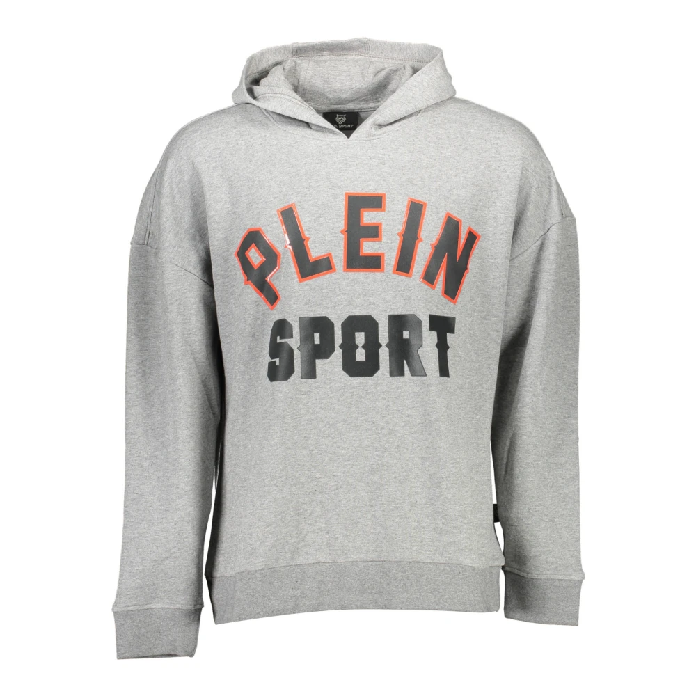 Plein Sport Hoodie With Print And Contrast Details - Male - Long Sleeve Training Tops - Gray - Xl - Sport