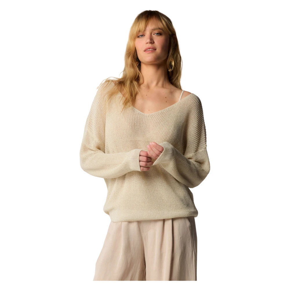 Kocca Stijlvolle V-hals gebreide kleding Beige Dames