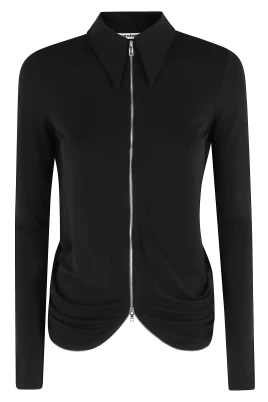 Draped Back Zip Shirt