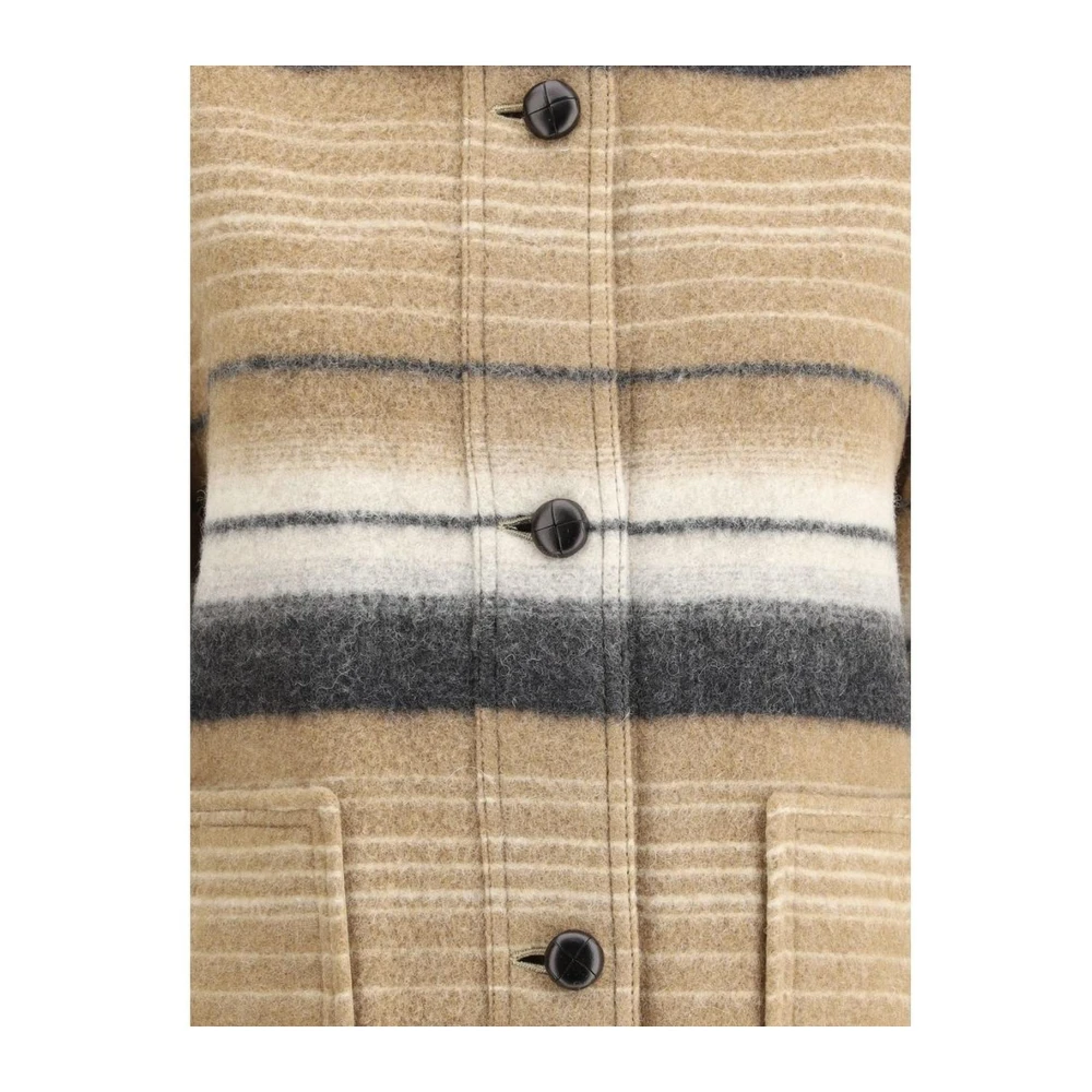 Isabel Marant Étoile Gestreepte wollen jas met leren kraag Multicolor Dames