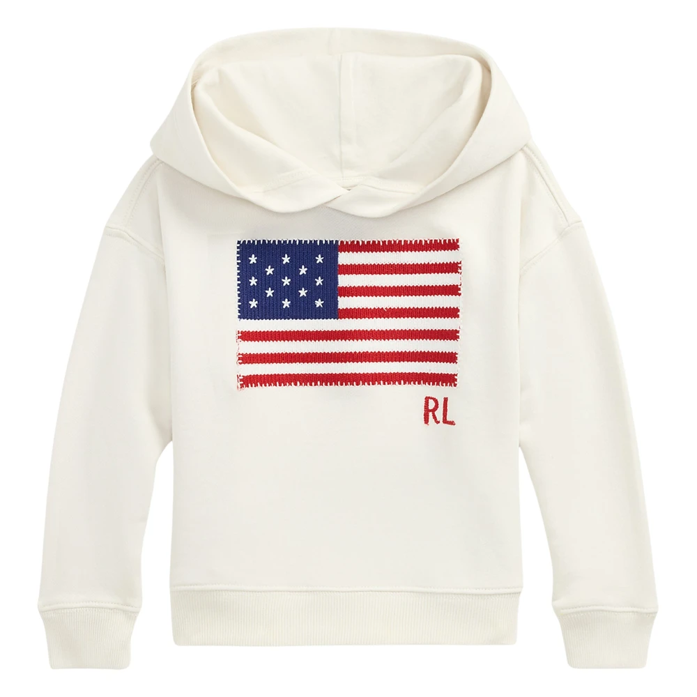 Ralph Lauren Women's Beige Loopback Terry Flag Hoodie