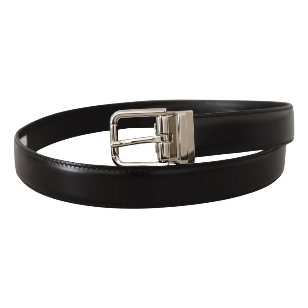 Dolce & Gabbana Zwarte Leren Riem met Metalen Gesp Black Heren