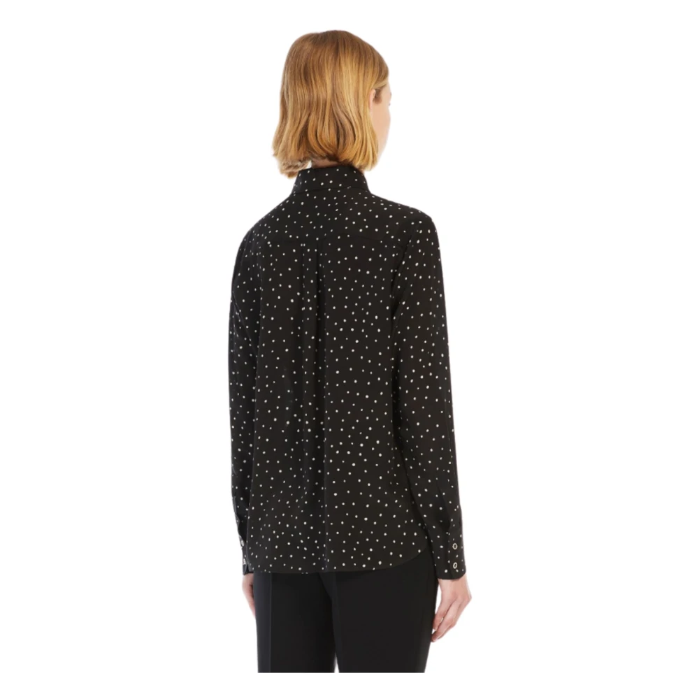 Max Mara Studio Gedrukte zijden overhemd klassieke stijl Black Dames