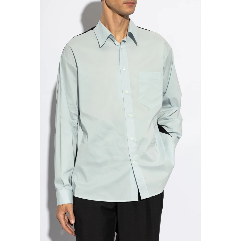 MM6 Maison Margiela Overhemd met Gecombineerde Stoffen Blue Heren