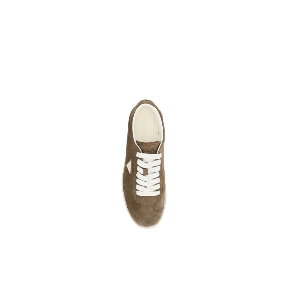 Prada Suede Low Top Sneakers Elegant Comfort Brown Heren