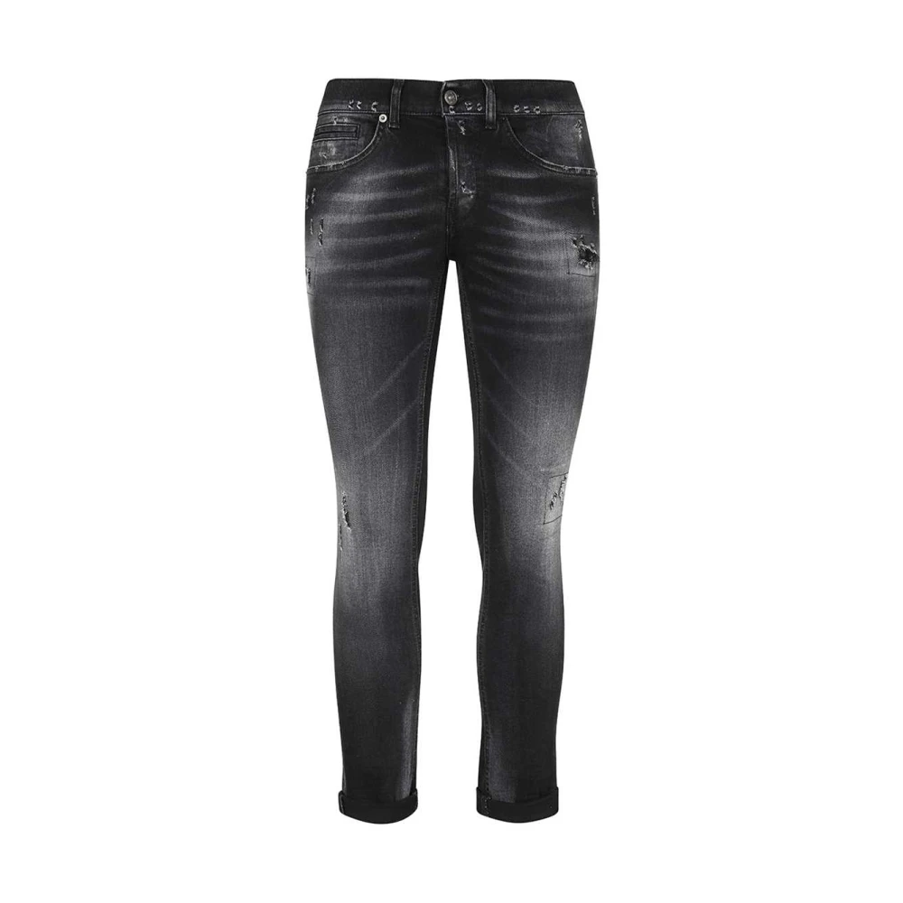 Dondup Distressed Stretch Denim Broek Black Heren