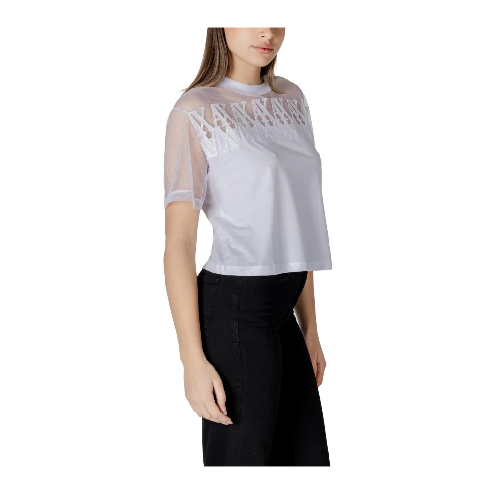 Armani Exchange Witte Katoenen T-shirt voor Vrouwen White Dames