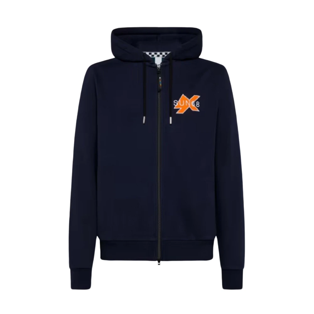 Sun68 Men's Blue Zip-Throughs, S, Hooded Jumper Zipper Long Sleeve