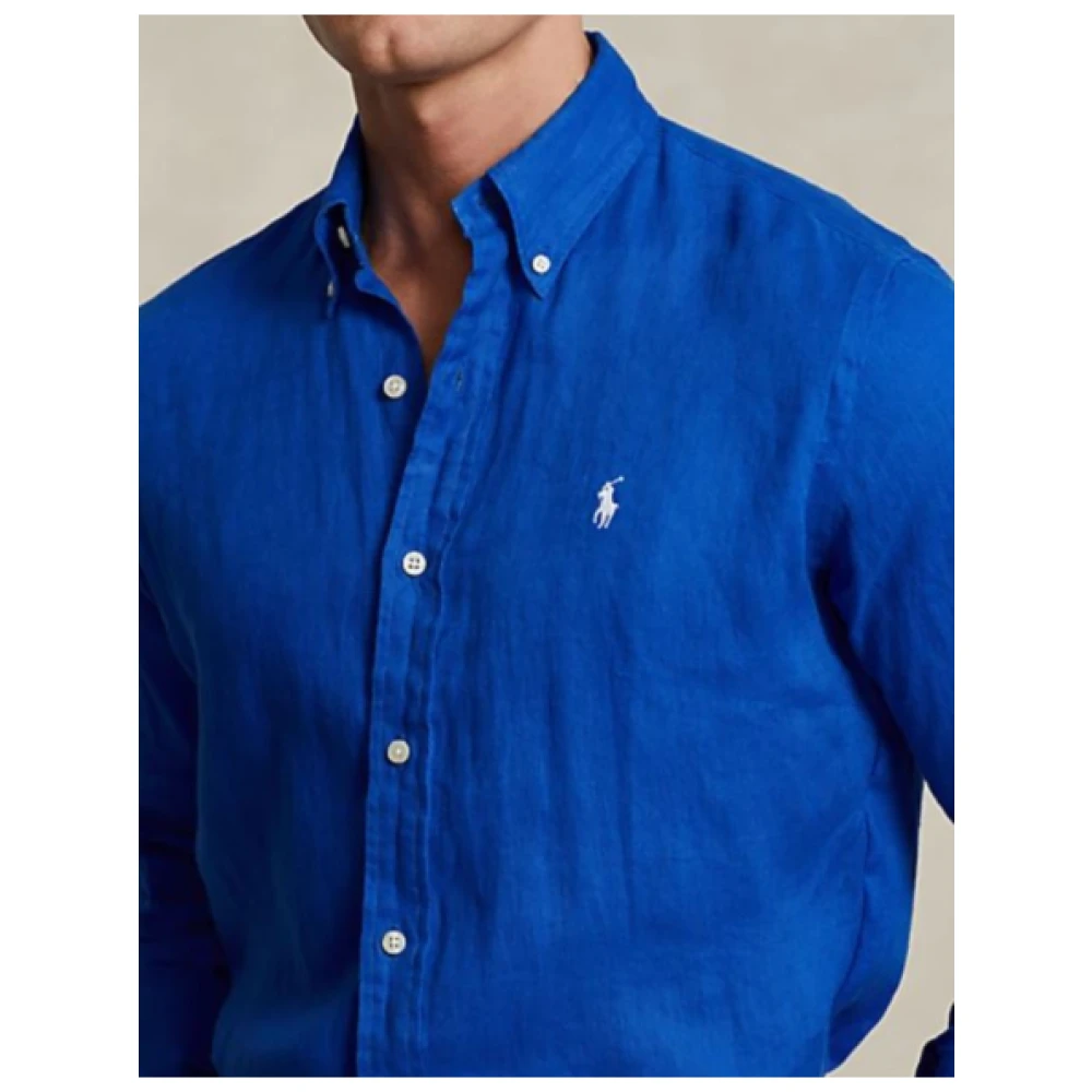 Polo Ralph Lauren Slim Linnen Overhemd Blue Heren