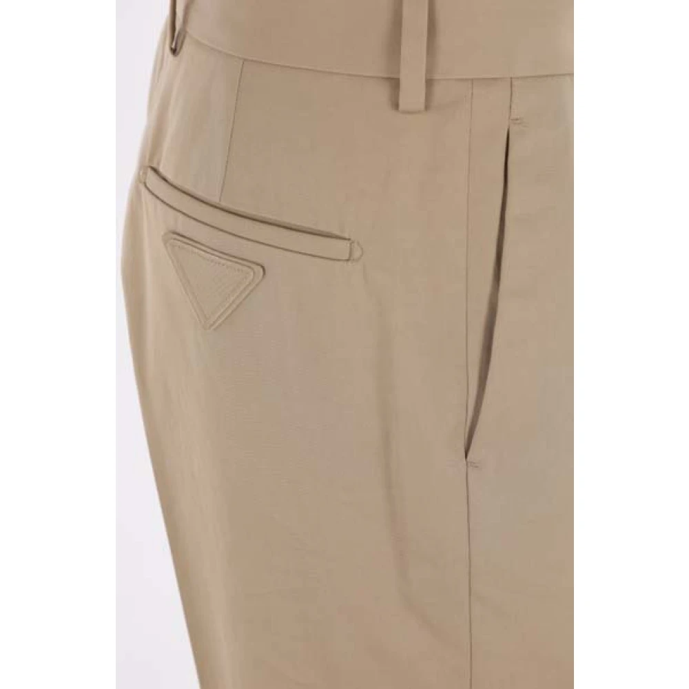 Prada Regular-Fit Katoenen Gabardine Broek Beige Heren