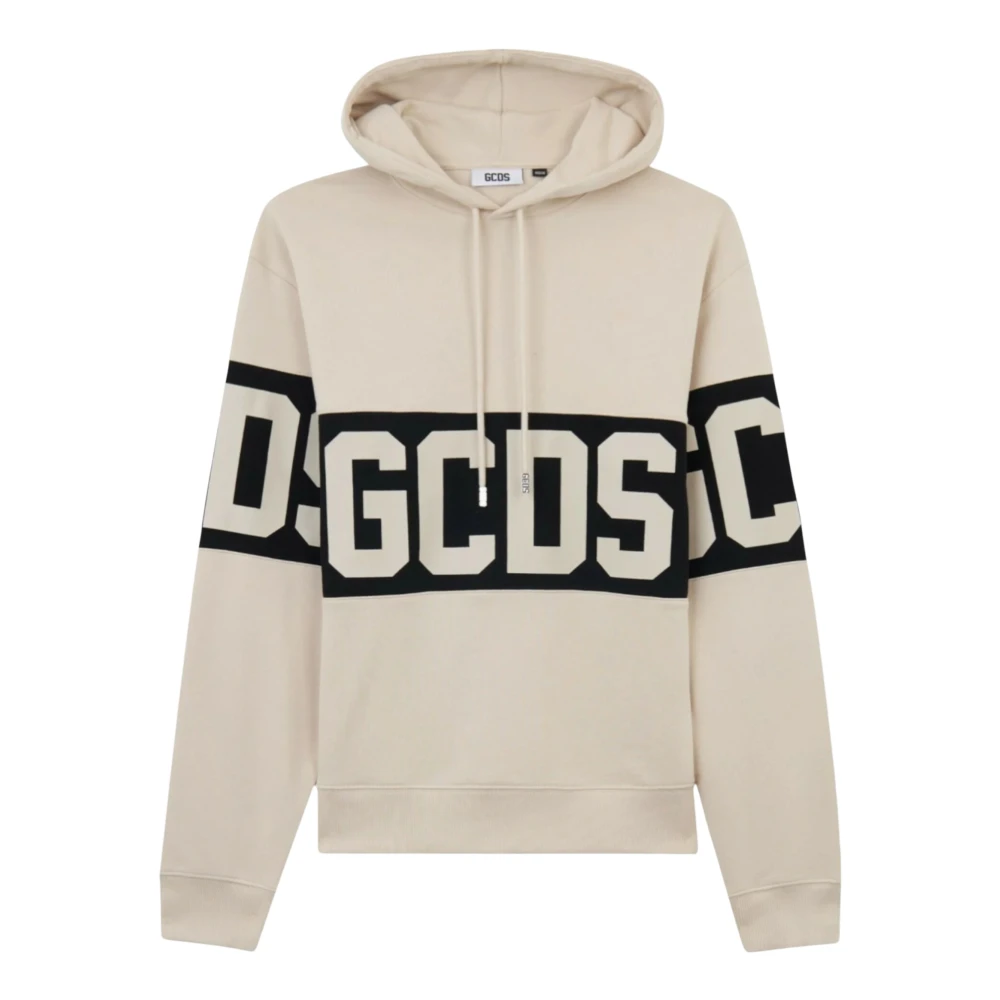 Gcds Beige Band Logo Hoodie - Male - Hoodies - Xs - Sweatshirts & Hoodies