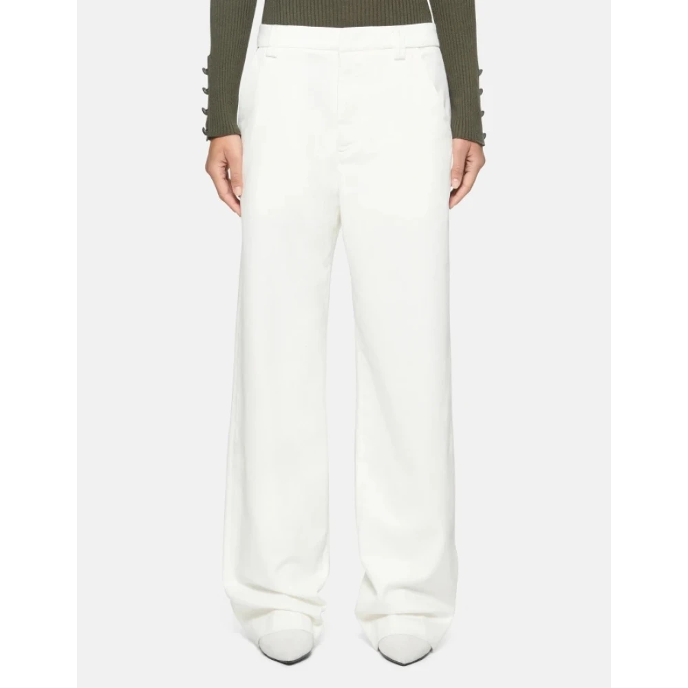 Dondup Wijde Pijp Katoen en Lyocell Broek Beige Dames