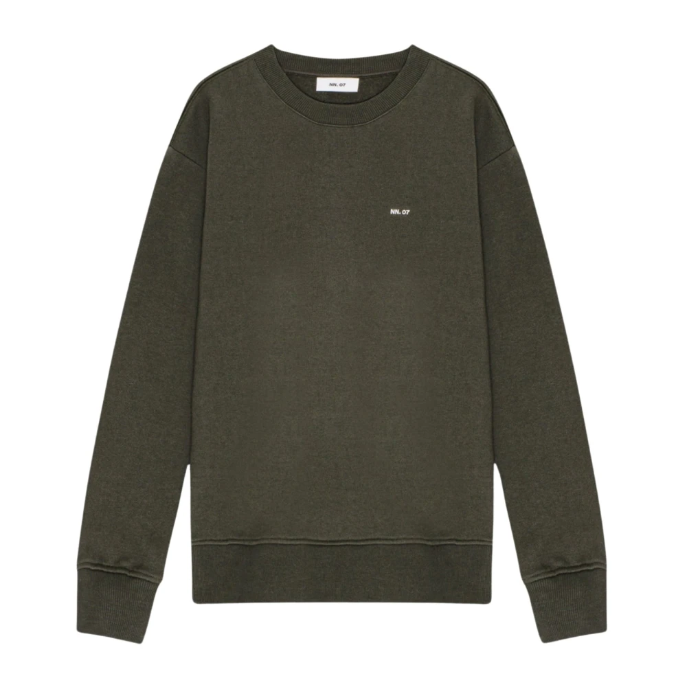 Nn07 Donkergroene Sweatshirt met Borstlogo Borduursel Green Heren