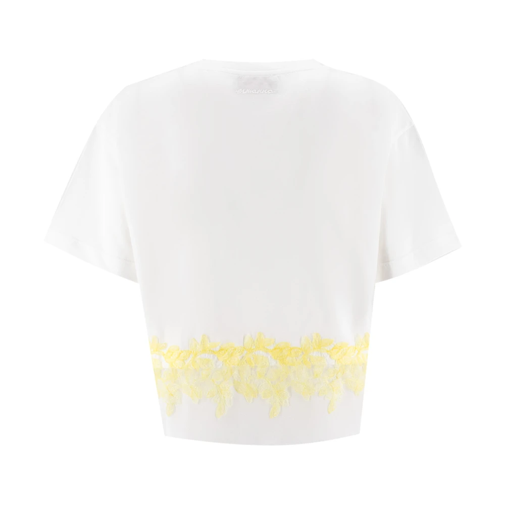 Ermanno Scervino Bloemenkant T-Shirt White Dames