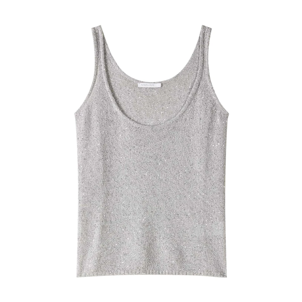 Patrizia Pepe Donna Grigio - Canotta In Maglia Con Paillettes - Tops - Xs
