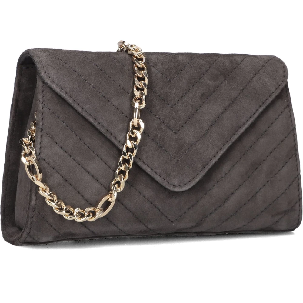 Unisa Suède Mini Tas met Geometrische Stiksels Gray Dames