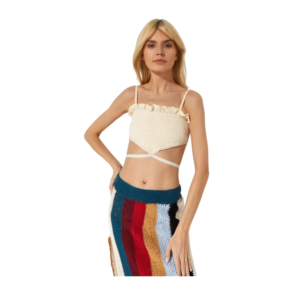 Agua by Agua Bendita Witte Katoenen Amari Elastische Top White Dames