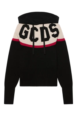 Logo Stickad Cropped Hoodie