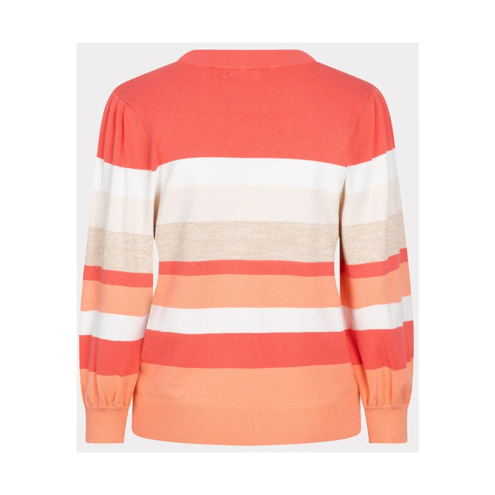 Esqualo Gestreepte Sweater Sp24.07024 417 Aardbei Multicolor Dames