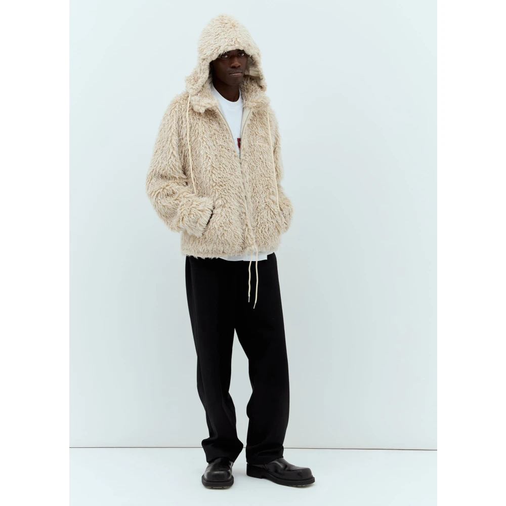 Marni Gezellige Hooded Gebreide Jas Beige Heren