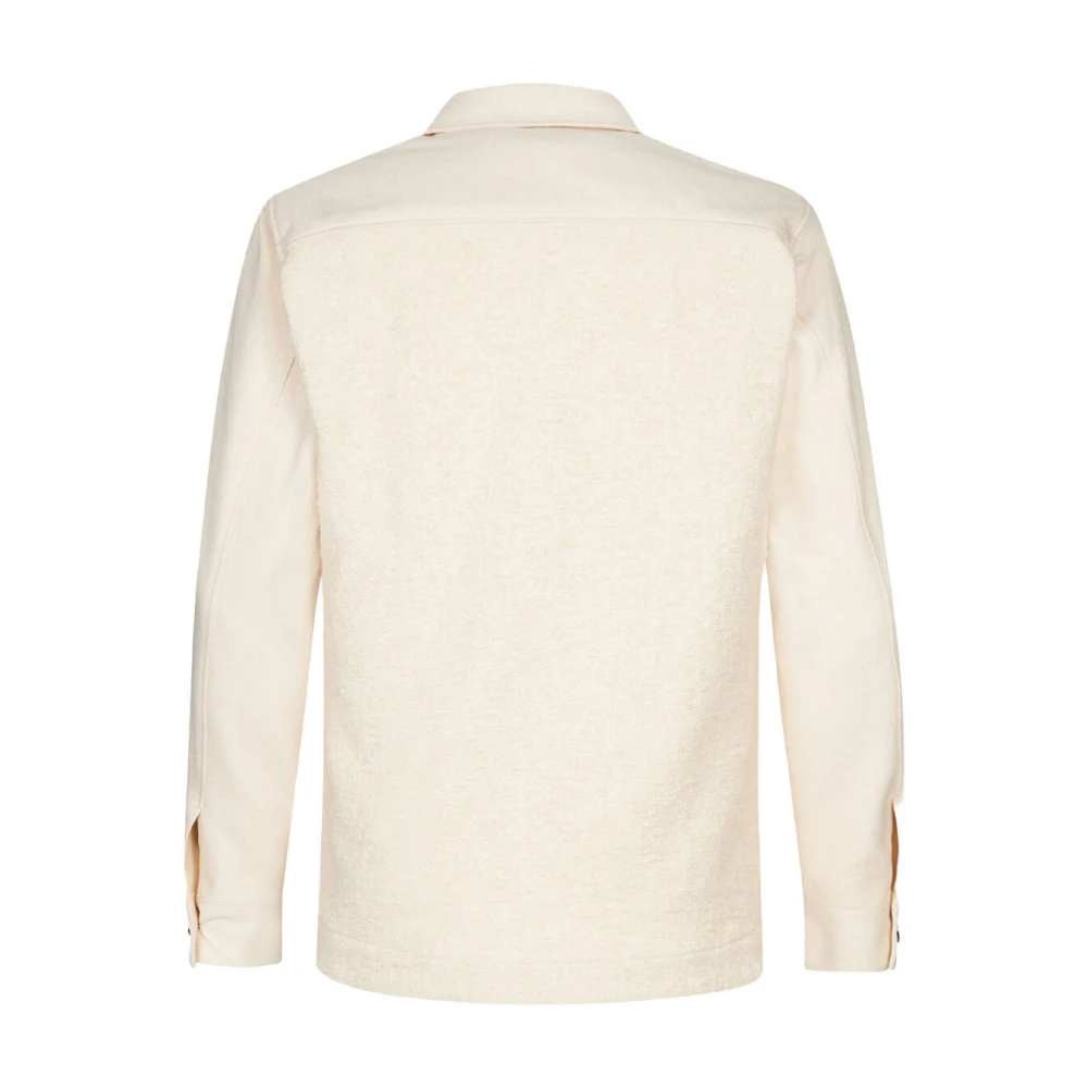 Profuomo Contrast Overshirt in Off White Beige Heren