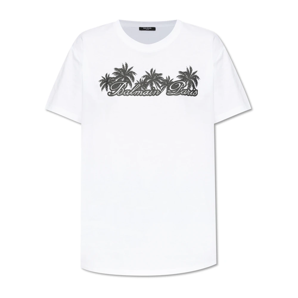 Balmain T-shirt van katoen met palmprint White