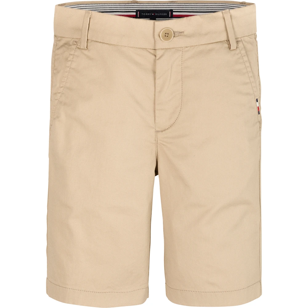 Tommy Hilfiger Unisex Kids Beige Chino Shorts With Adjustable Waist Size 10 Y