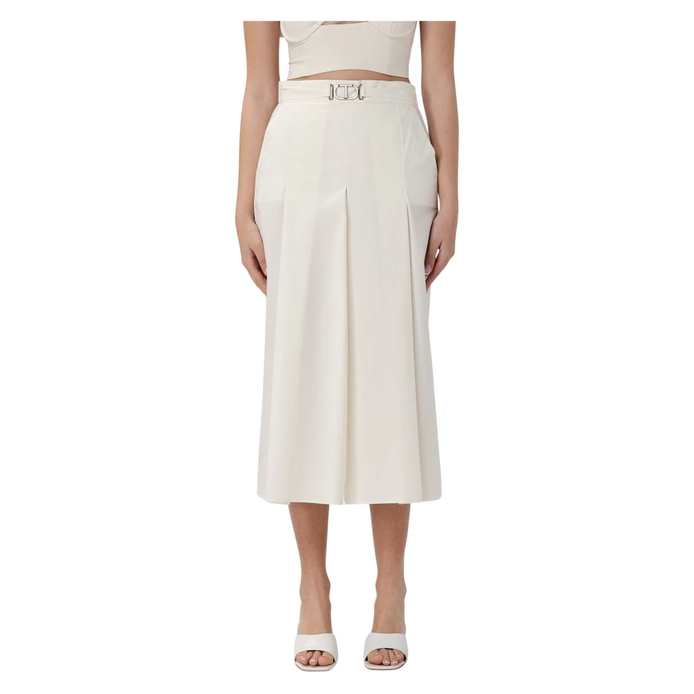 Twinset Women's White Midi Skirts, S, Pleated Skirt