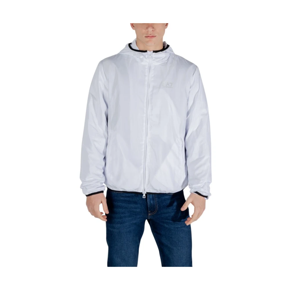 Emporio Armani Ea7 Men's Gray Light Jackets, 2XL, Lightweight White Polyester Jacket