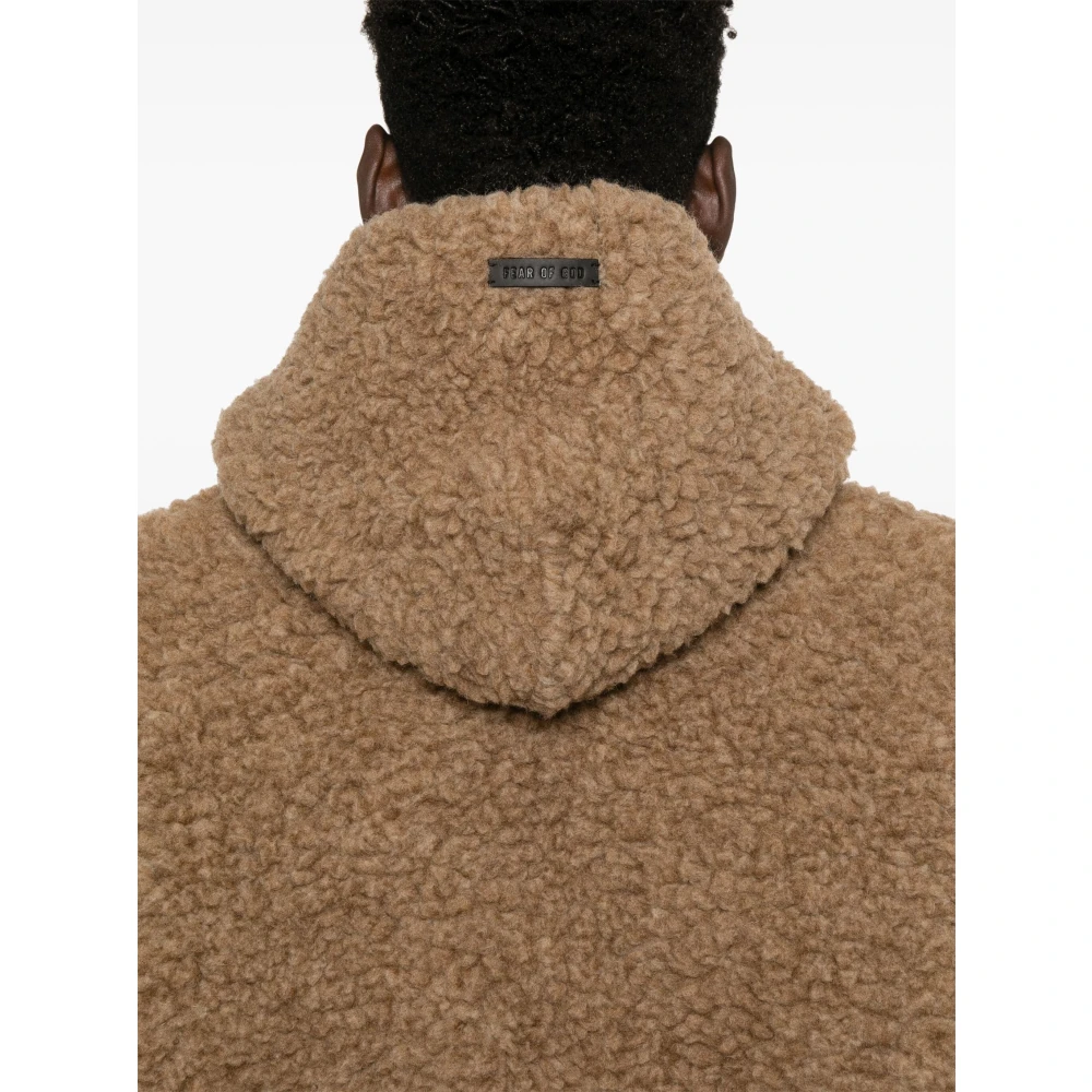 Fear Of God Dune Wollen Fleece Hoodie Brown Heren