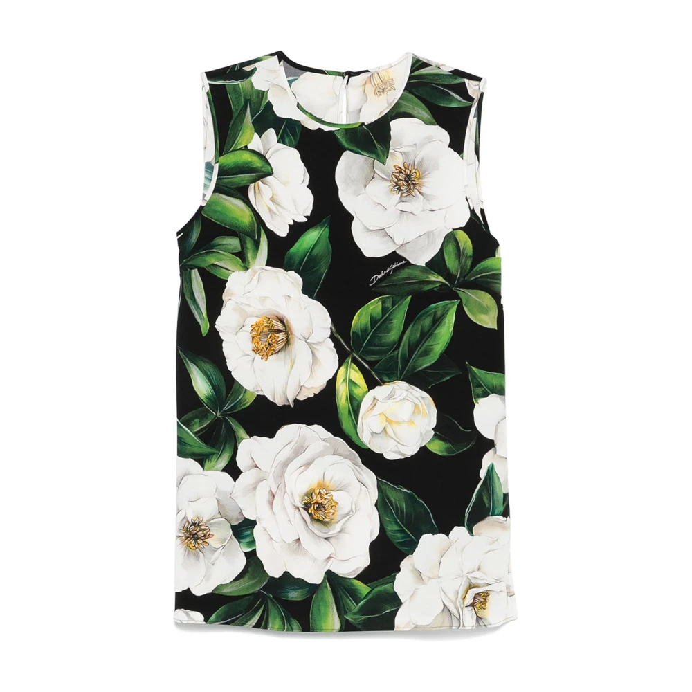 Dolce & Gabbana Women's Black Gardenia Silk Blend Floral Top
