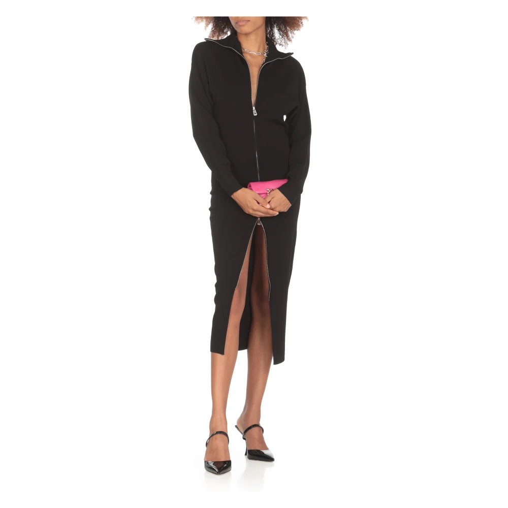 pinko Zwarte Jurk met Hoge Hals Black Dames