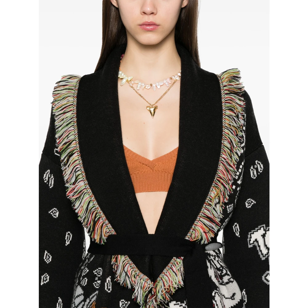 Alanui Zwart Multi Cardigan Sweater Black Dames