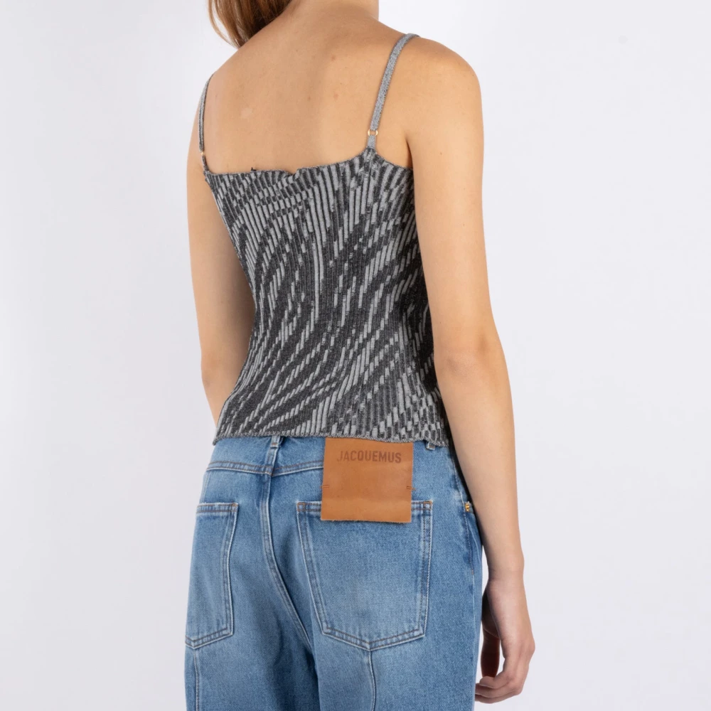 Jacquemus Zebra Mesh Tank Top Gray Dames