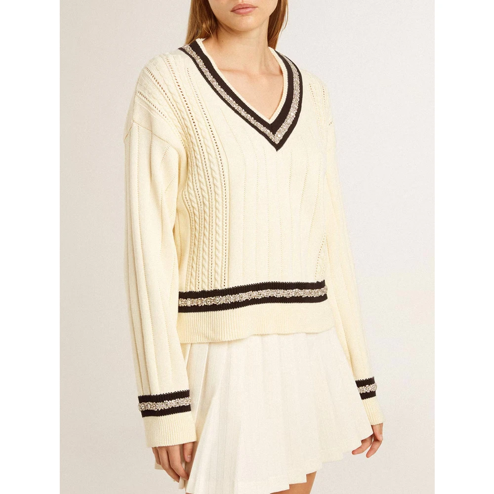 Golden Goose Cropped Trui met Sterrenmotief Beige Dames