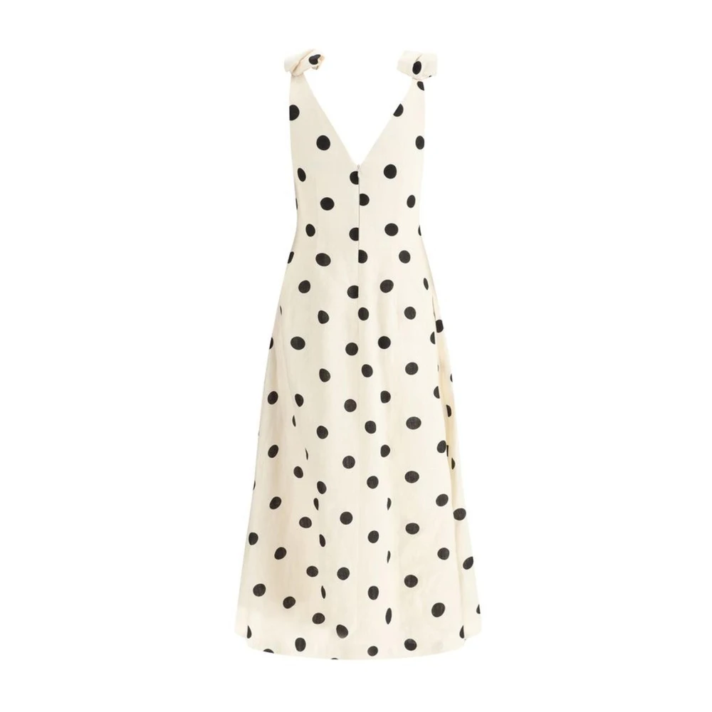 Zimmermann Polka Dot Midi Jurk met Strik White Dames