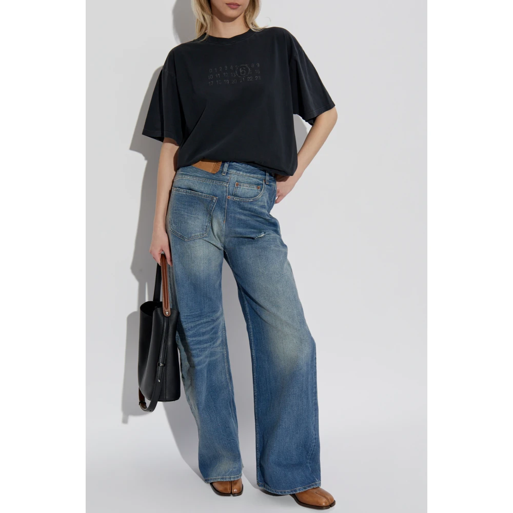 MM6 Maison Margiela Wijde broek Blue Dames