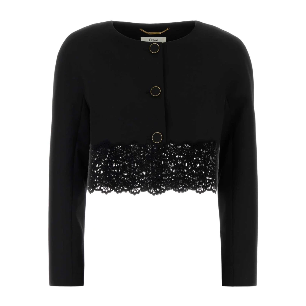 Chloé Blazers, Female, S, Cropped Jacket Black