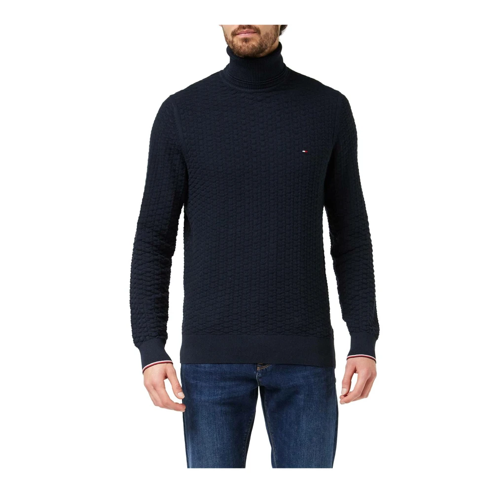 Tommy Hilfiger Men's Blue V-Neck Jumper - Turtlenecks - L - Knitwear