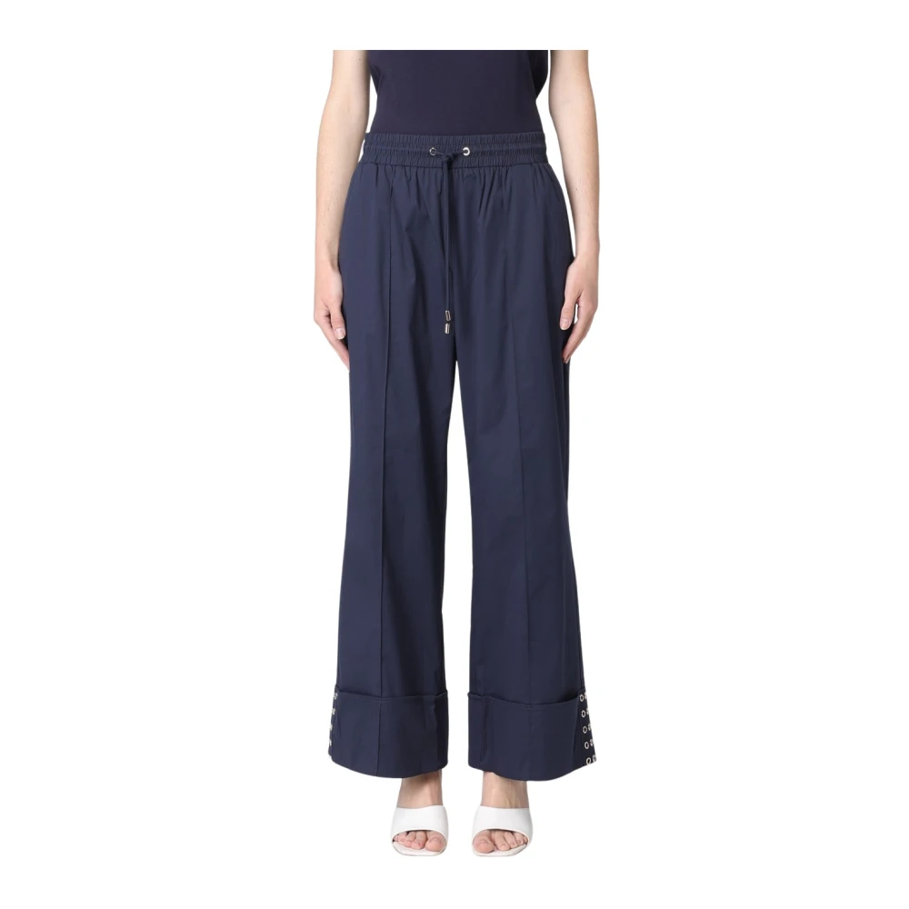 Liu Jo Women's Blue Wide Trousers, M, Pantalone In Felpa