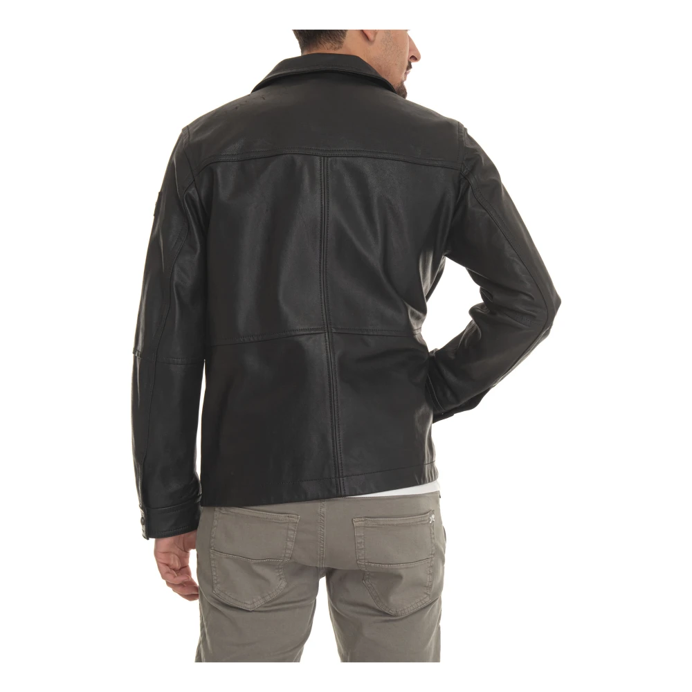 Boss Jonova1 leather harrington jacket Black Heren
