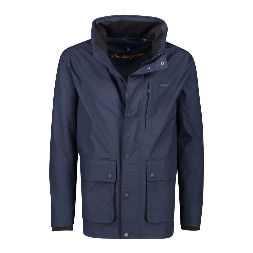 Gant zomerjas blauw effen rits + knoop normale fit