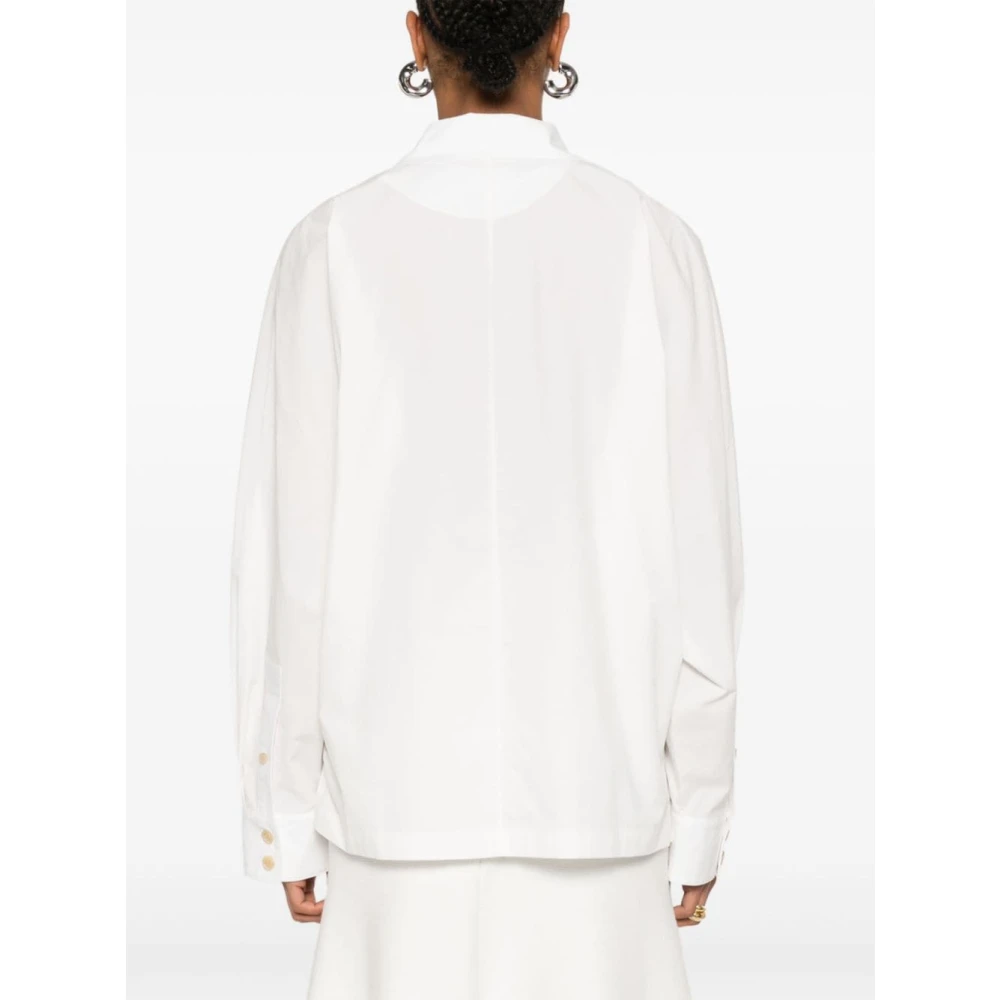 Khaite Witte Katoenen Poplin Dubbel-Breasted Overhemd White Dames