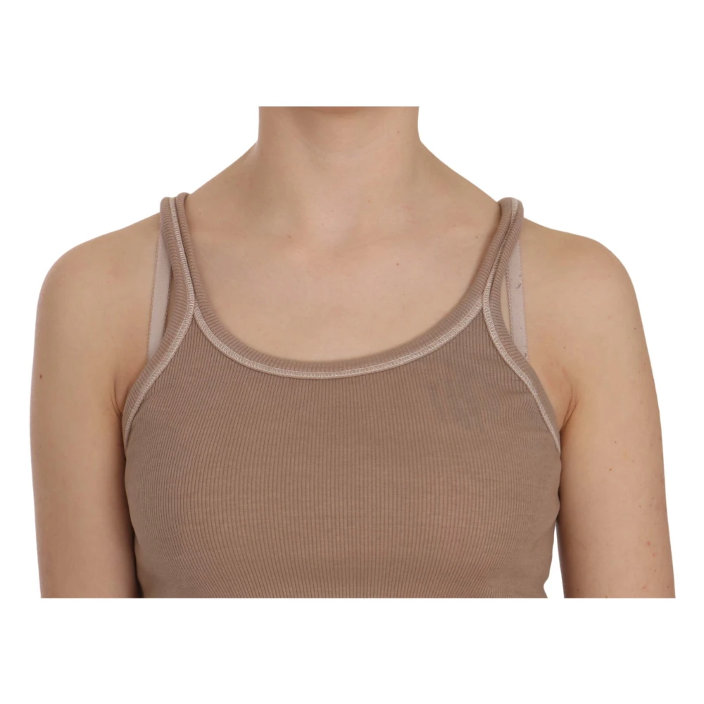 Pink Memories Bruin Mouwloos Spaghetti Band Top Brown Dames