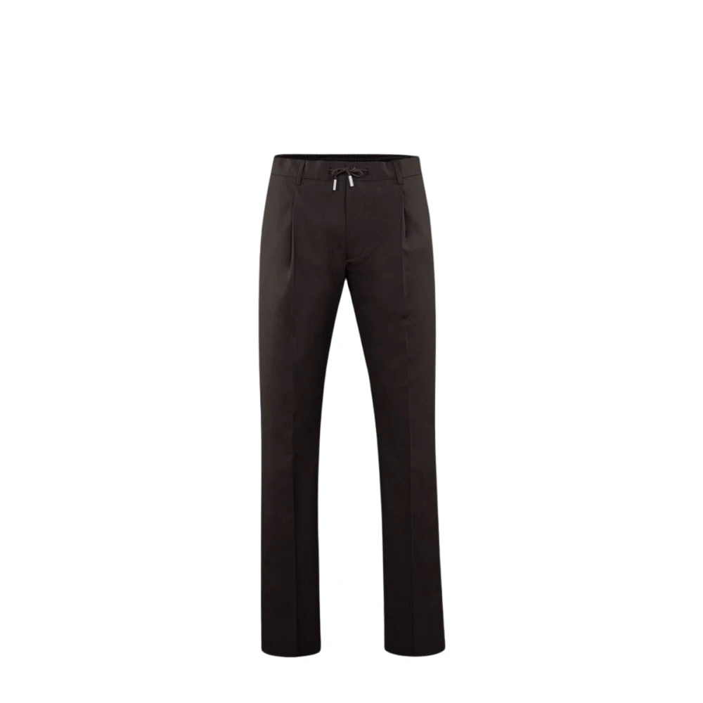 Moorer Men's Brown Slim-Fit Trousers, L, Anton-Slw Trousers